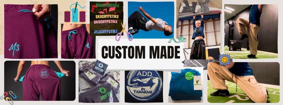 Custom made Baggy Motion Pants, Parkour sweatpants