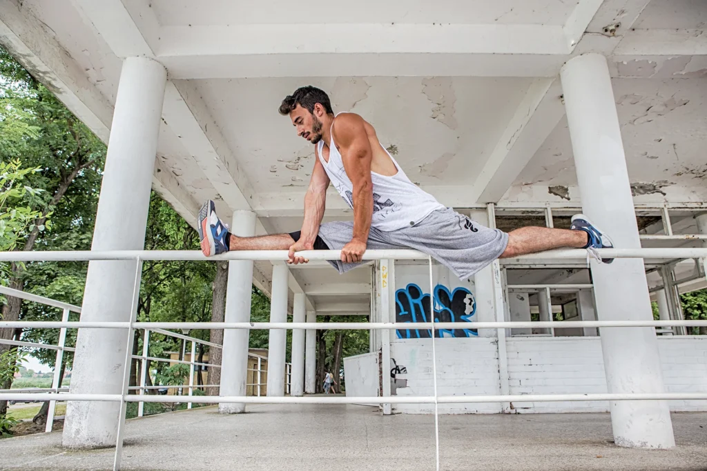 Split on the rail in Skochy Shorts X Grey